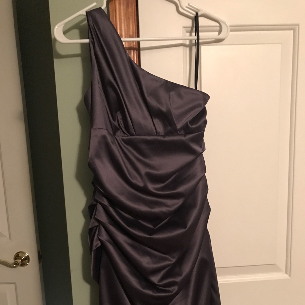 Grey Stretch Satin Dress - Size 8